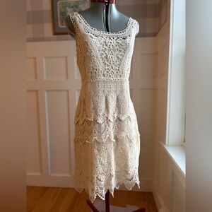 Cotton Lace Boho Cream Dress Size 16